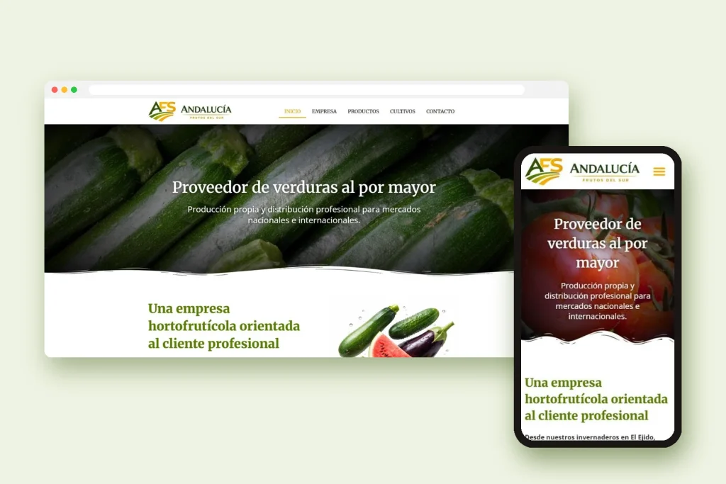 Web de Andalucía Frutos del Sur en escritorio y móvil
