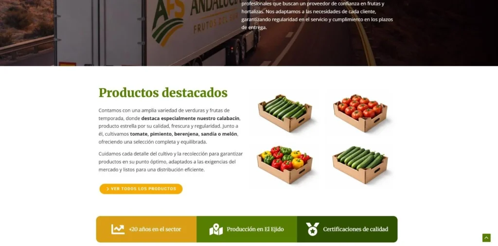Productos destacados y ventajas de la empresa