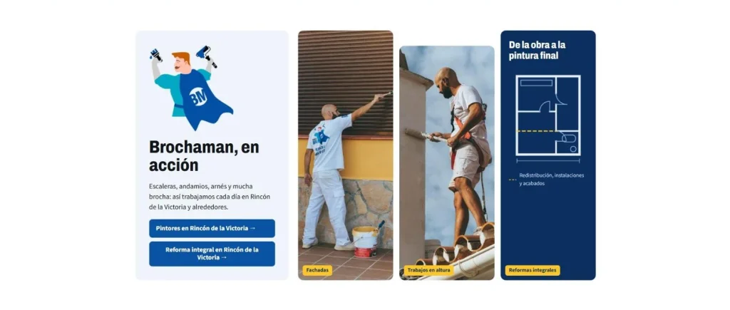 Sección Brochaman en acción con fotos reales del equipo