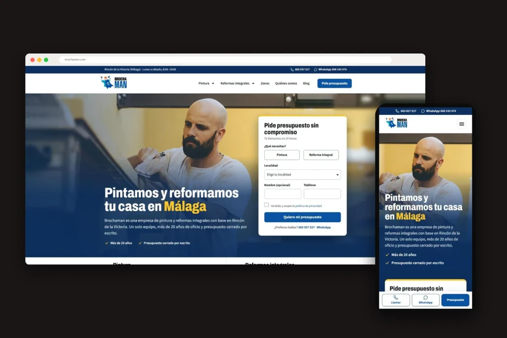 Web de Brochaman en ordenador y móvil