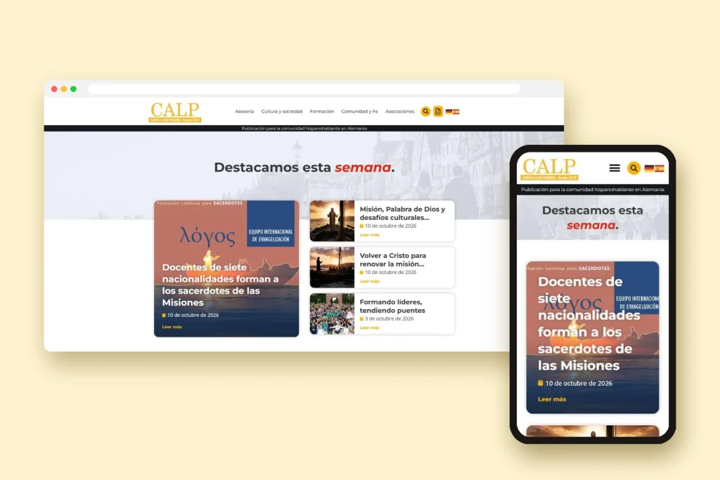 Web de Carta a los Padres en escritorio y móvil
