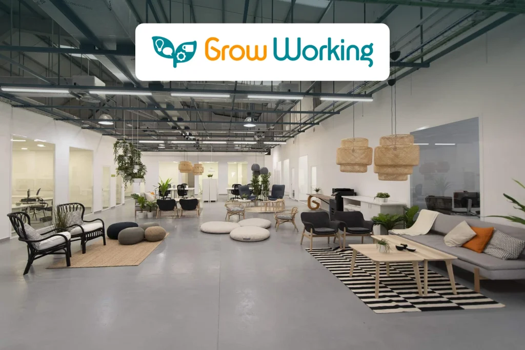 Logotipo de Grow Working sobre su espacio coworking en Málaga