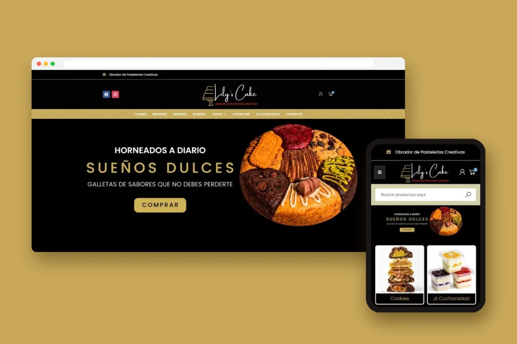 Tienda online de Lily's Cake en escritorio y móvil