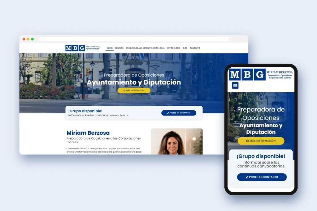 Web de Miriam Berzosa en escritorio y móvil