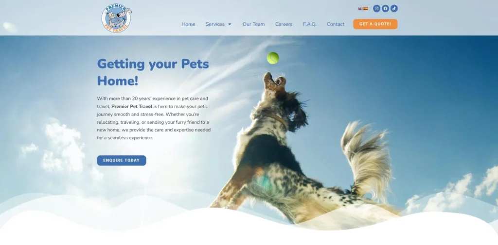 Portada de la web de Premier Pet Travel