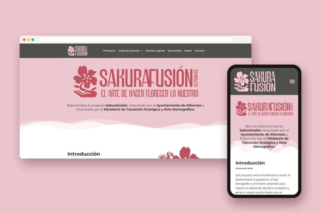 Web de Sakurafusión para el Ayuntamiento de Alfarnate en escritorio y móvil