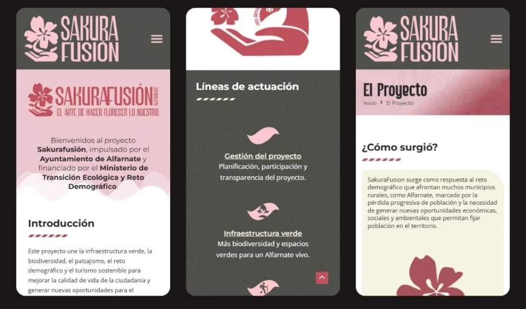 Vistas móviles de la web de Sakurafusión