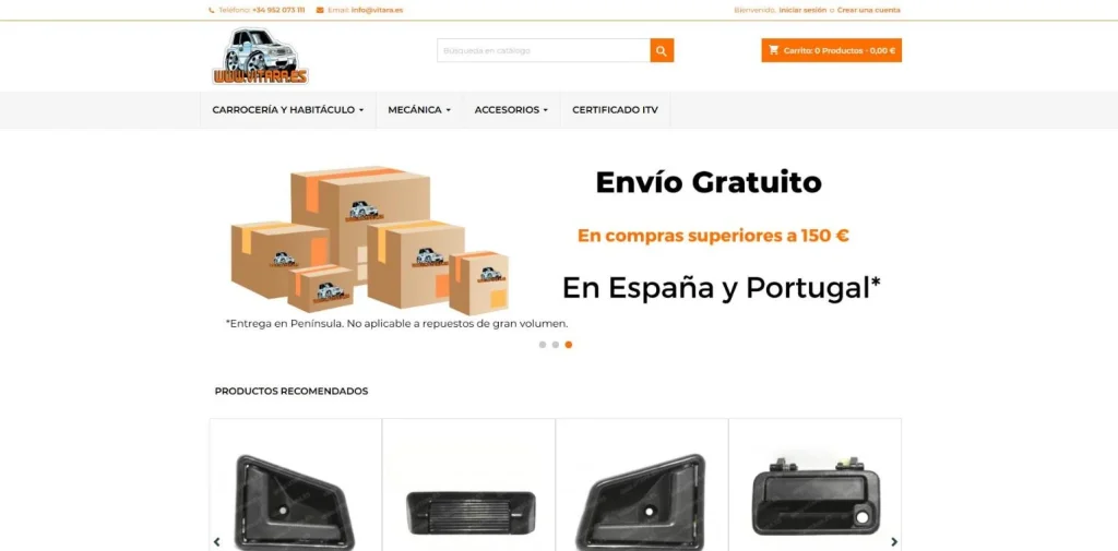 Portada de la tienda online vitara.es