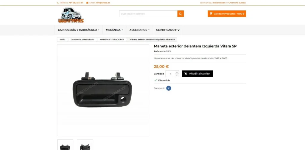 Ficha de producto de vitara.es con precio y compra directa